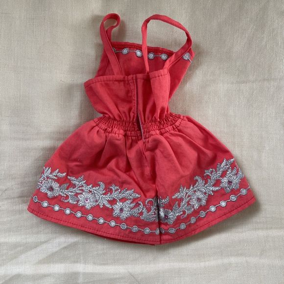 American Girl Doll Sunny Day Coral Silver Embroidered dress Truly Me - Picture 3 of 4